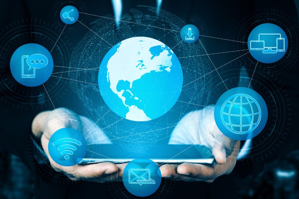 mobile phone with earth display background design