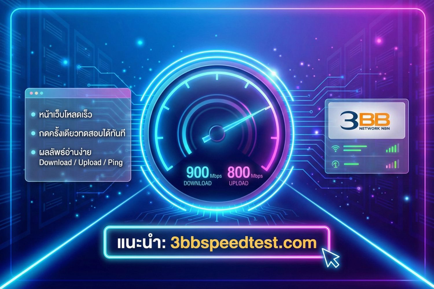 แนะนำเว็บไซต์สำหรับเช็คความเร็วเน็ต 3BB